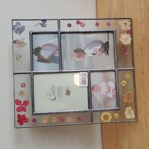 Pewter Artium Garden Four Section Flower Encased Picture Frame